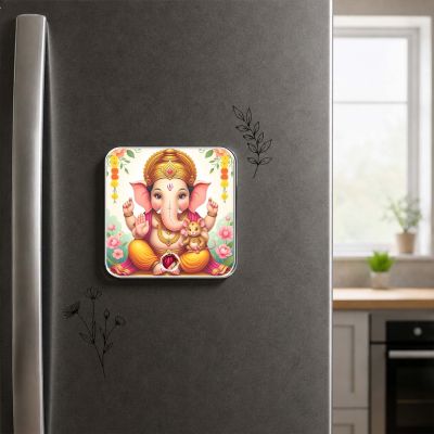 Cute Ganpati Decorative Musical Fridge Magnet Spiritual Gift for Ganesh Chaturthi Ganesh Mantra Playing Fridge Magnet for Home and Office Decor  Rechargeable Speaker